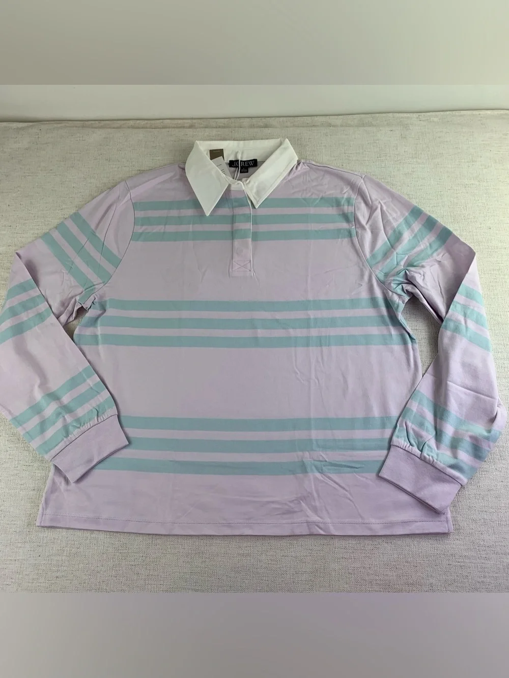J Crew new women's Boyfriend jersey rugby shirt in stripe long sleeve polo shirt